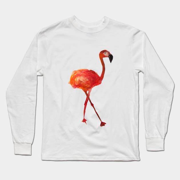 Pink Flamingo Long Sleeve T-Shirt by Manitarka